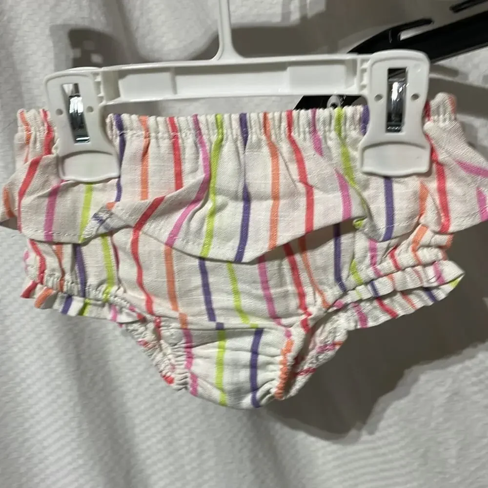 Jessica Simpson 6/9 baby striped 2 piece set ruffled diaper cover swing top nwt